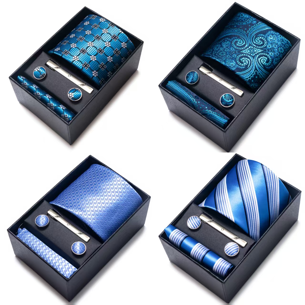 Tie Clip Set - Set da 4 Pezzi con Cravatta