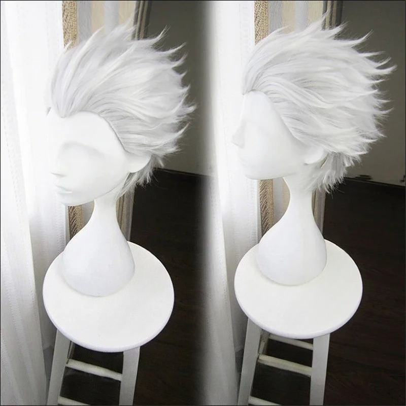 Men Accessories In Silver - Parrucca corta grigio argento con capelli