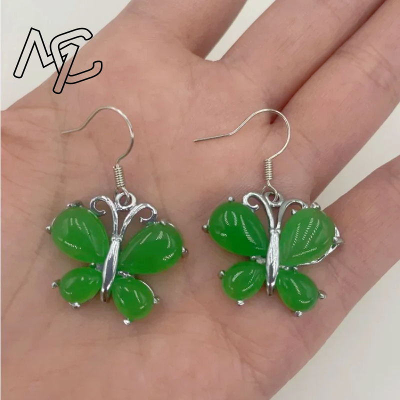 Men Accessories In Silver - S925 Argento Verde Giada Farfalla Collana