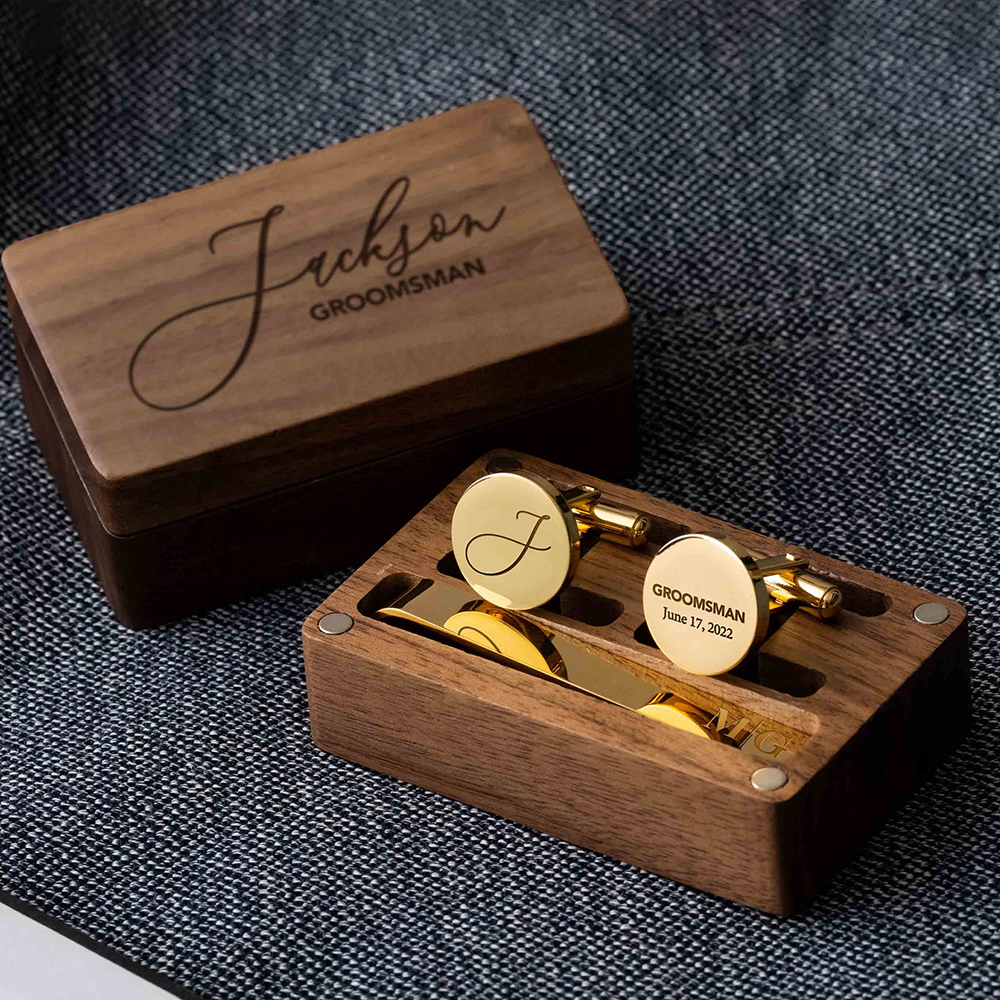 Tie Clip Set - Gemelli in metallo personalizzati Fermacravatta e