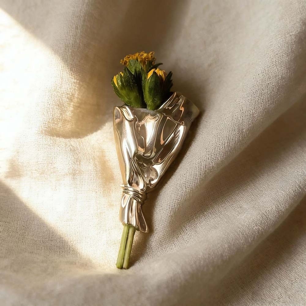 Men Accessories Bouquet - Spilla Vintage con Fiore Inseribile, Stile