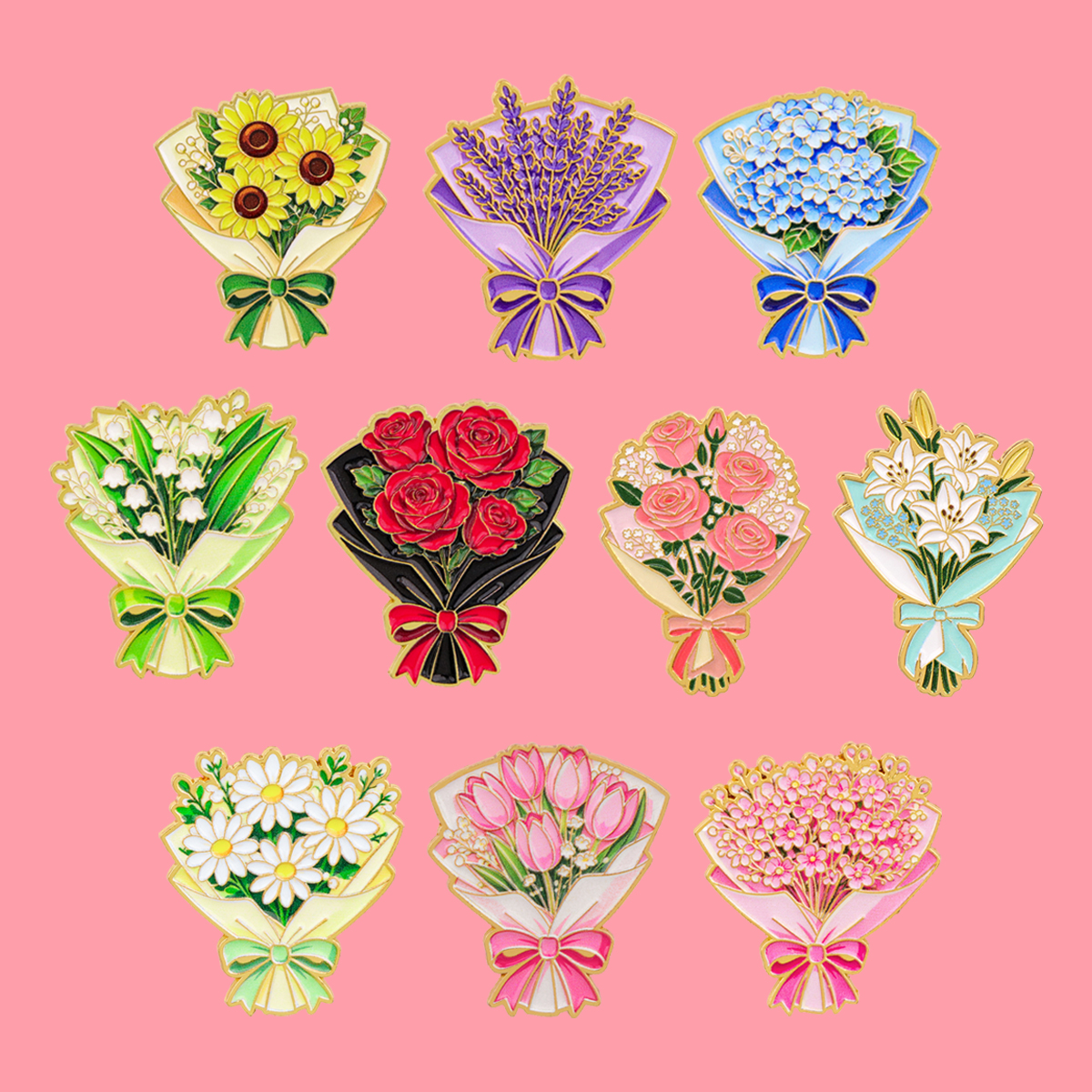 Set di 10 Spille Smaltate a Te - Men Accessories Bouquet recensione e prezzo