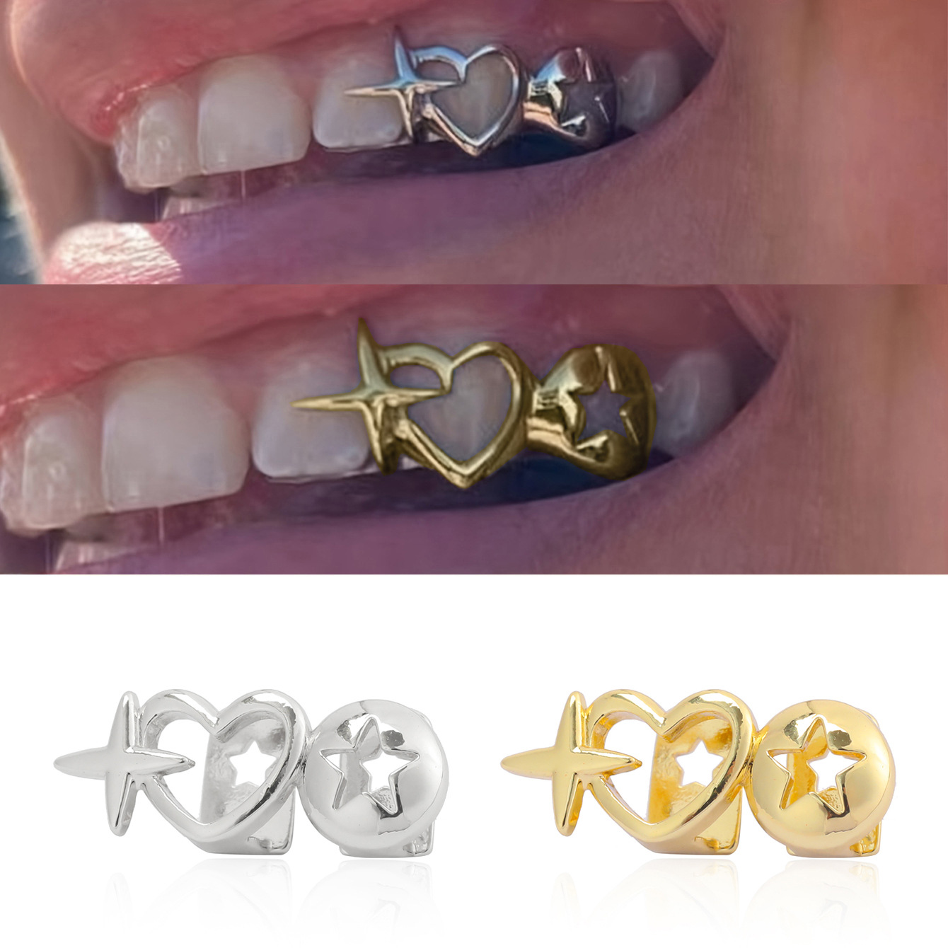 Punk Hip Hop Hollow Heart Dent - Men Accessories In Silver recensione e prezzo